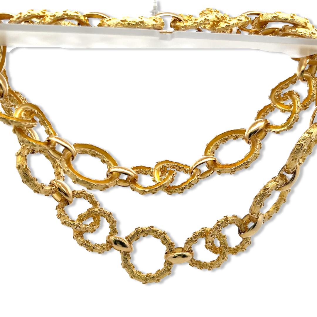 Hammerman Brothers Vintage 18 Karat Yellow Gold Link Necklace 202 Grams 32 inch