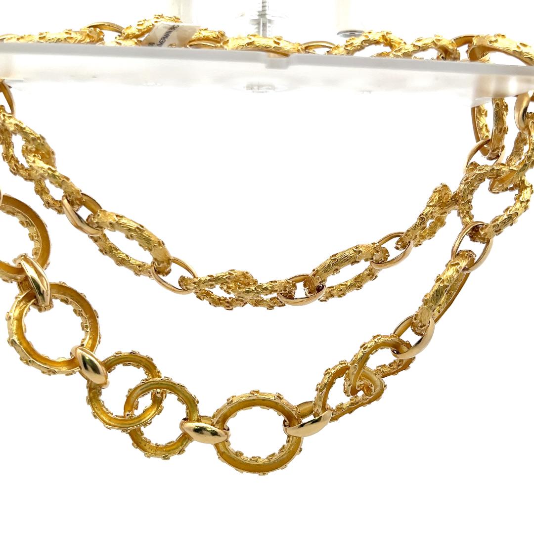 Hammerman Brothers Vintage 18 Karat Yellow Gold Link Necklace 202 Grams 32 inch