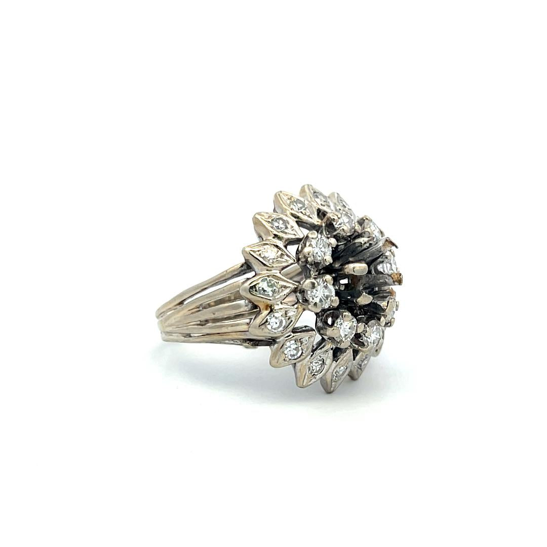 1.10 Carat Round Brilliant H SI Diamond 14 Karat White Gold Semi Mount Ring