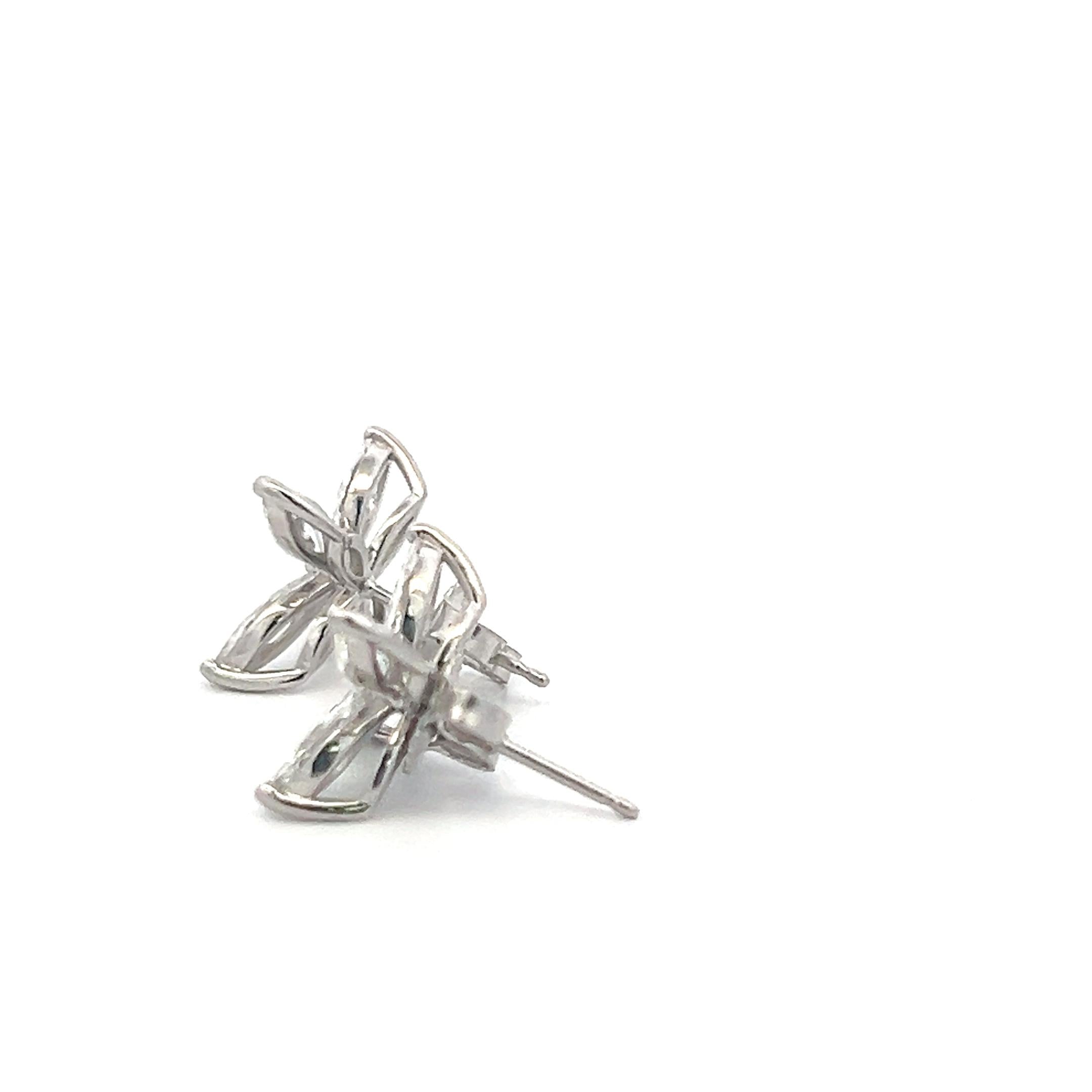 Vintage Platinum Stud Earrings with 3 Carat Marquis Shaped H-VS Diamonds