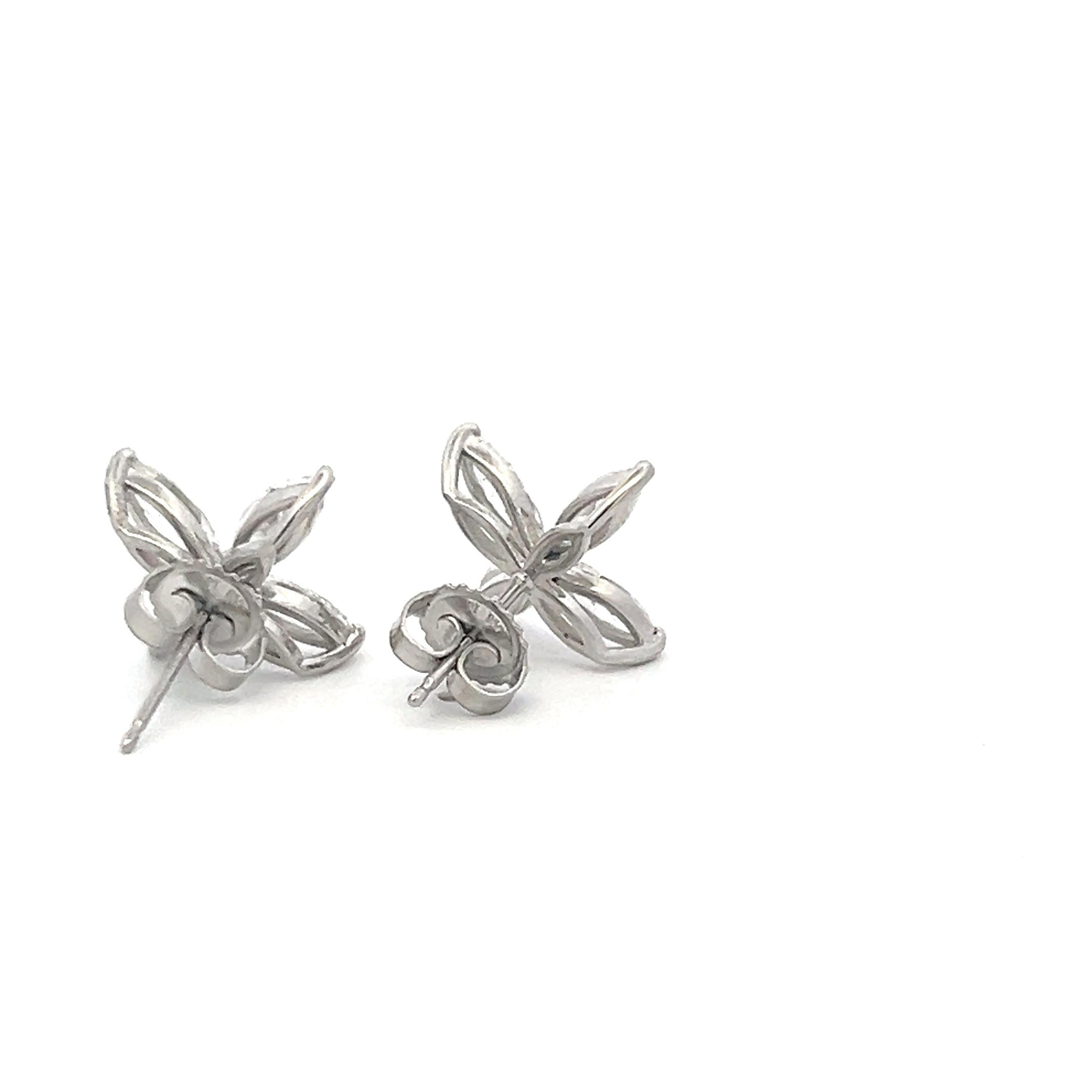 Vintage Platinum Stud Earrings with 3 Carat Marquis Shaped H-VS Diamonds