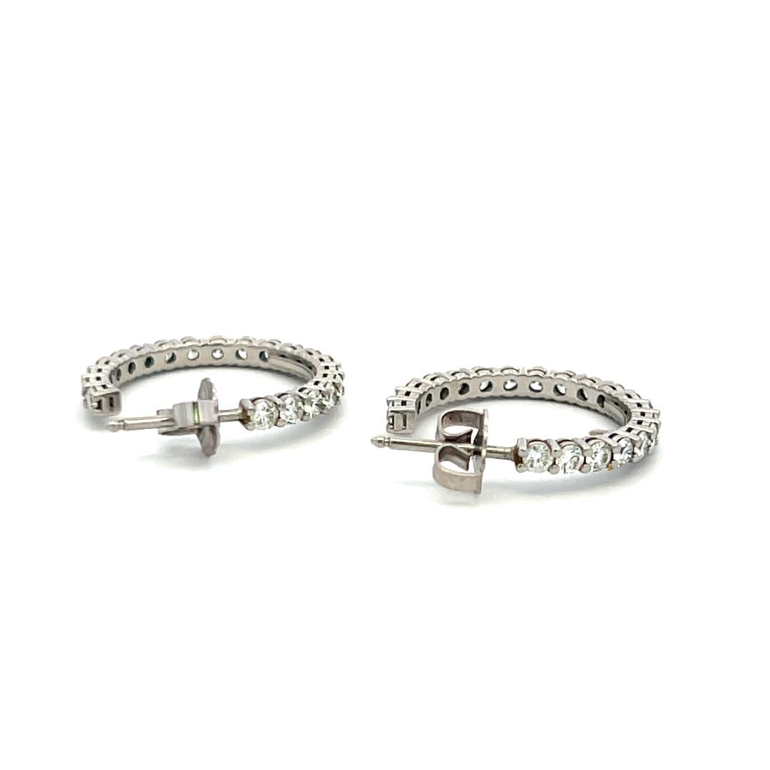 Tiffany & Co 1.00 Carat Round Brilliant F VS Diamond Platinum Hoop Earrings