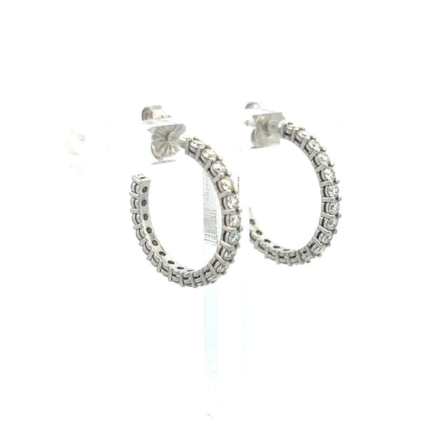Tiffany & Co 1.00 Carat Round Brilliant F VS Diamond Platinum Hoop Earrings