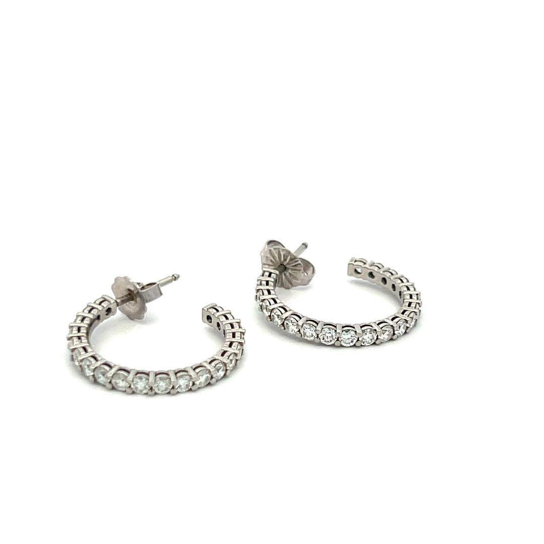 Tiffany & Co 1.00 Carat Round Brilliant F VS Diamond Platinum Hoop Earrings
