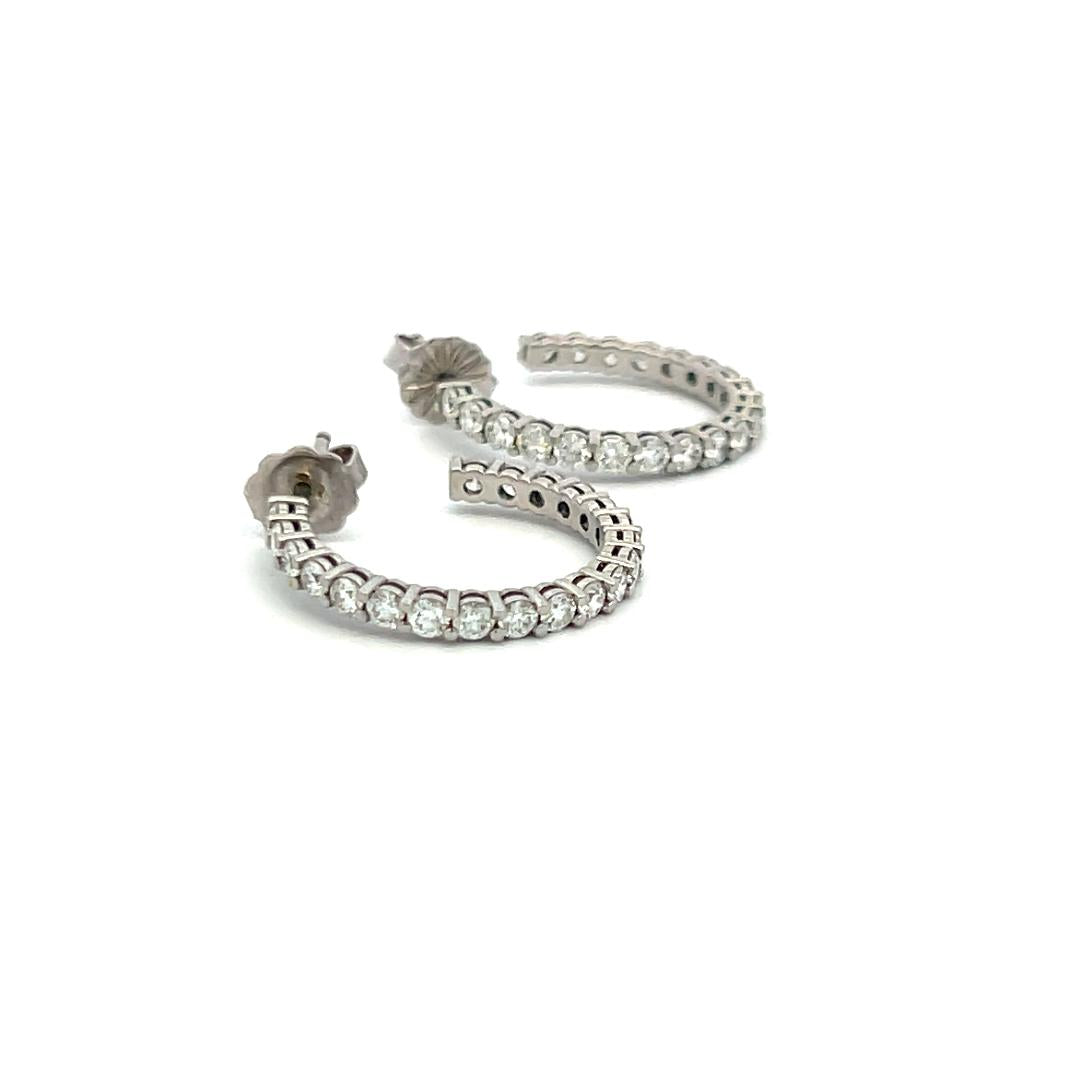 Tiffany & Co 1.00 Carat Round Brilliant F VS Diamond Platinum Hoop Earrings
