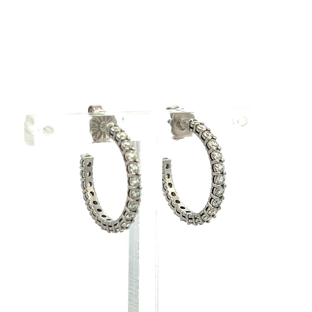 Tiffany & Co 1.00 Carat Round Brilliant F VS Diamond Platinum Hoop Earrings