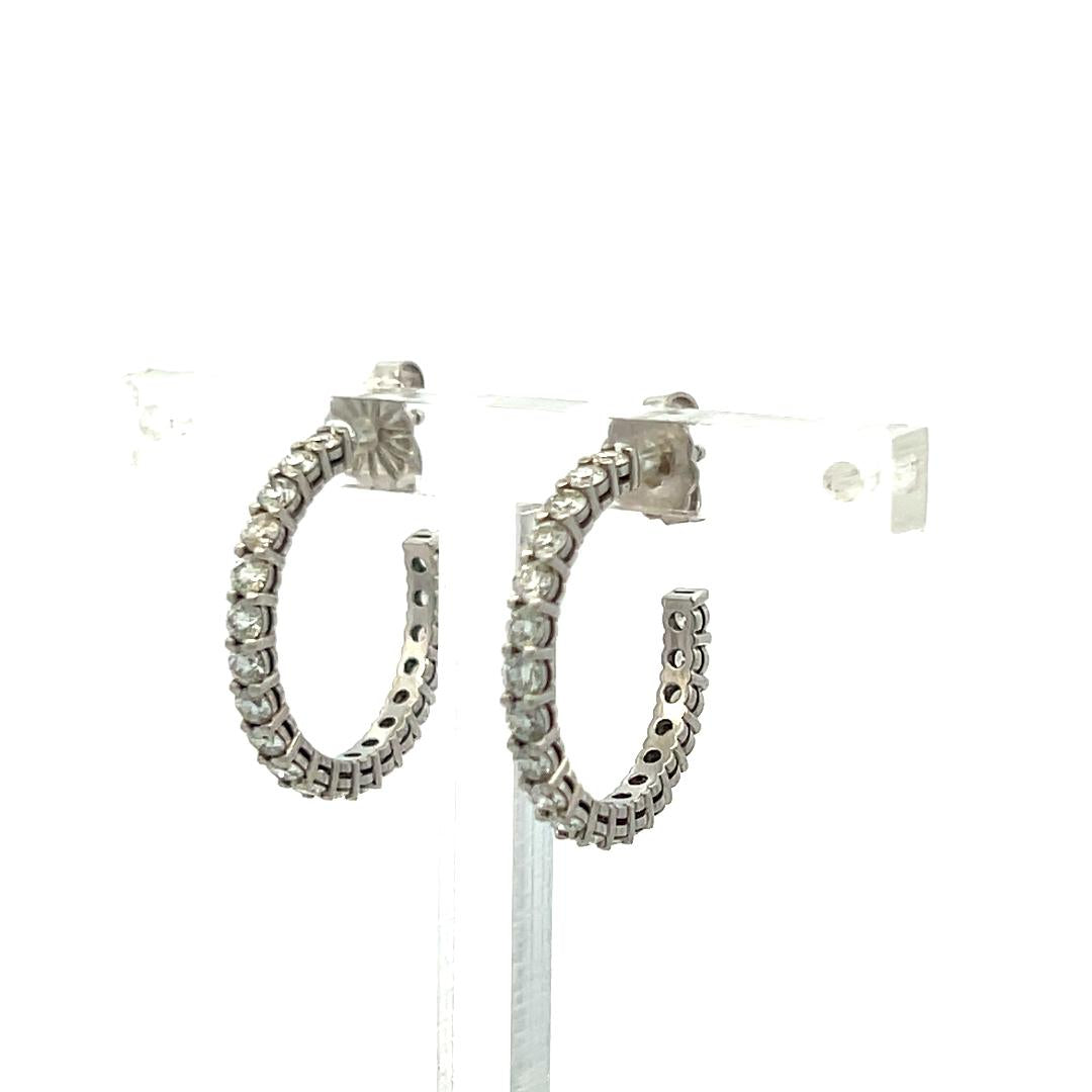 Tiffany & Co 1.00 Carat Round Brilliant F VS Diamond Platinum Hoop Earrings