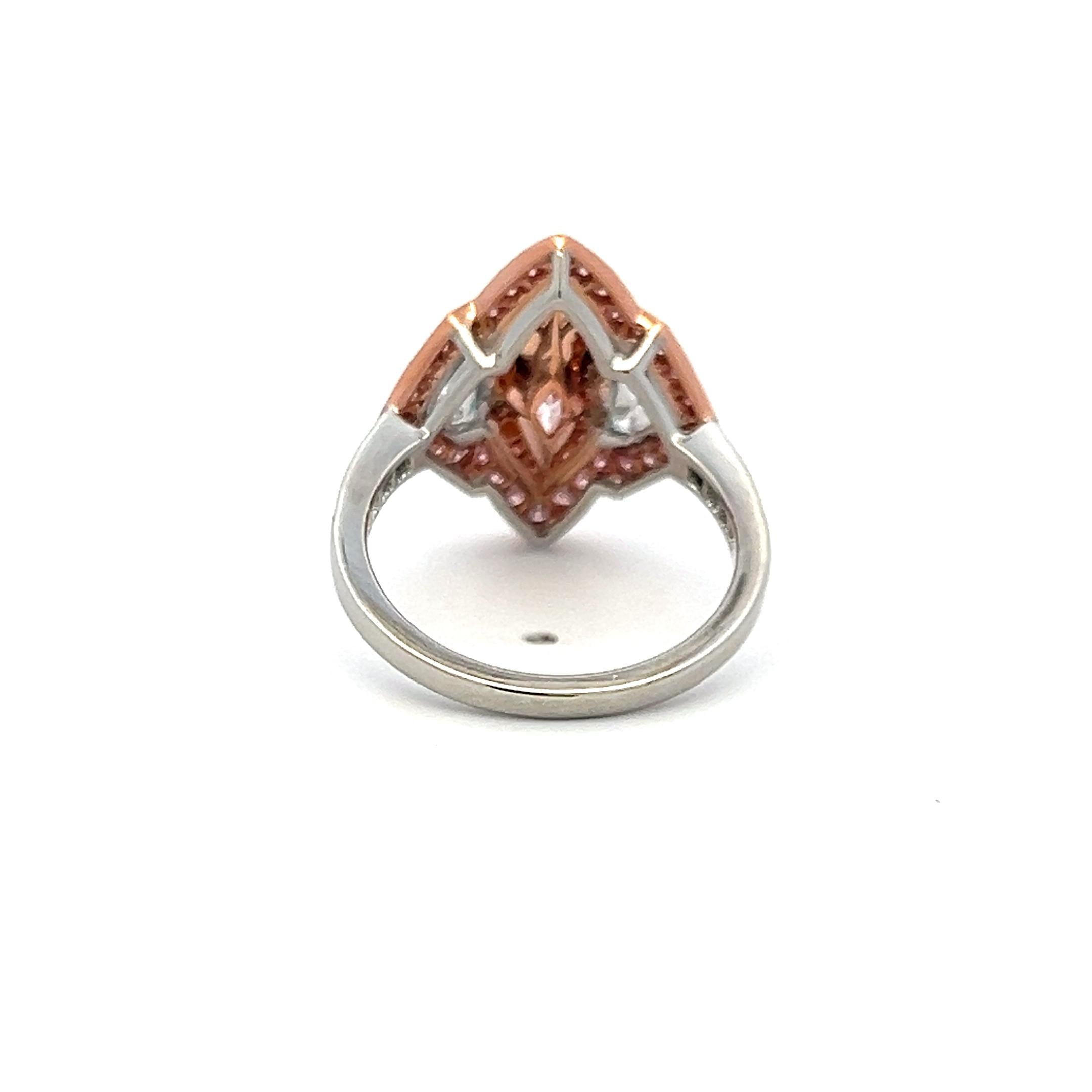 3.12 Carat Marquis Shape and Round Light Pink Diamond 18K Gold Engagement Ring