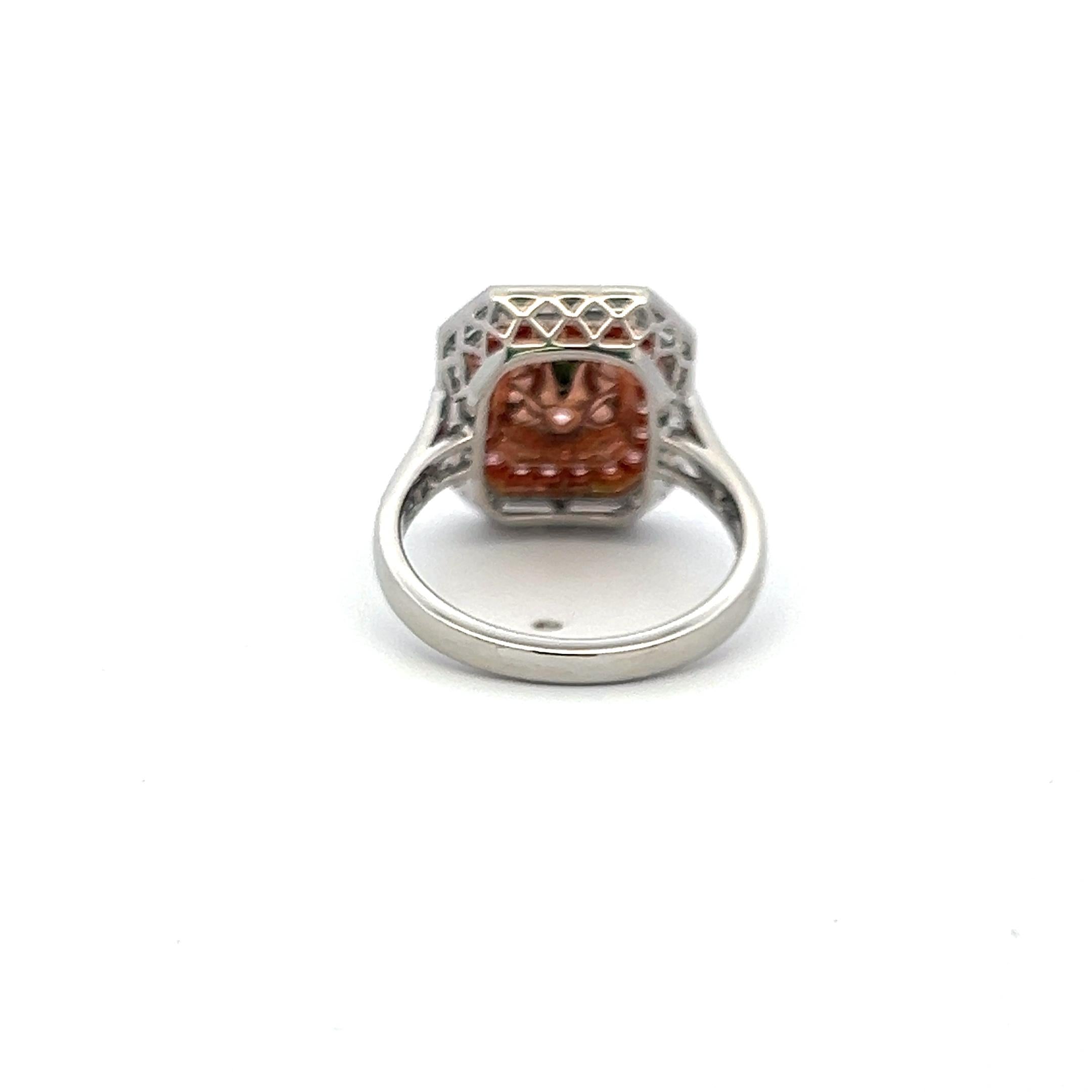 1.70 Carat Emerald Cut Very light Pink IF Diamond 18K Gold Plat Engagement Ring