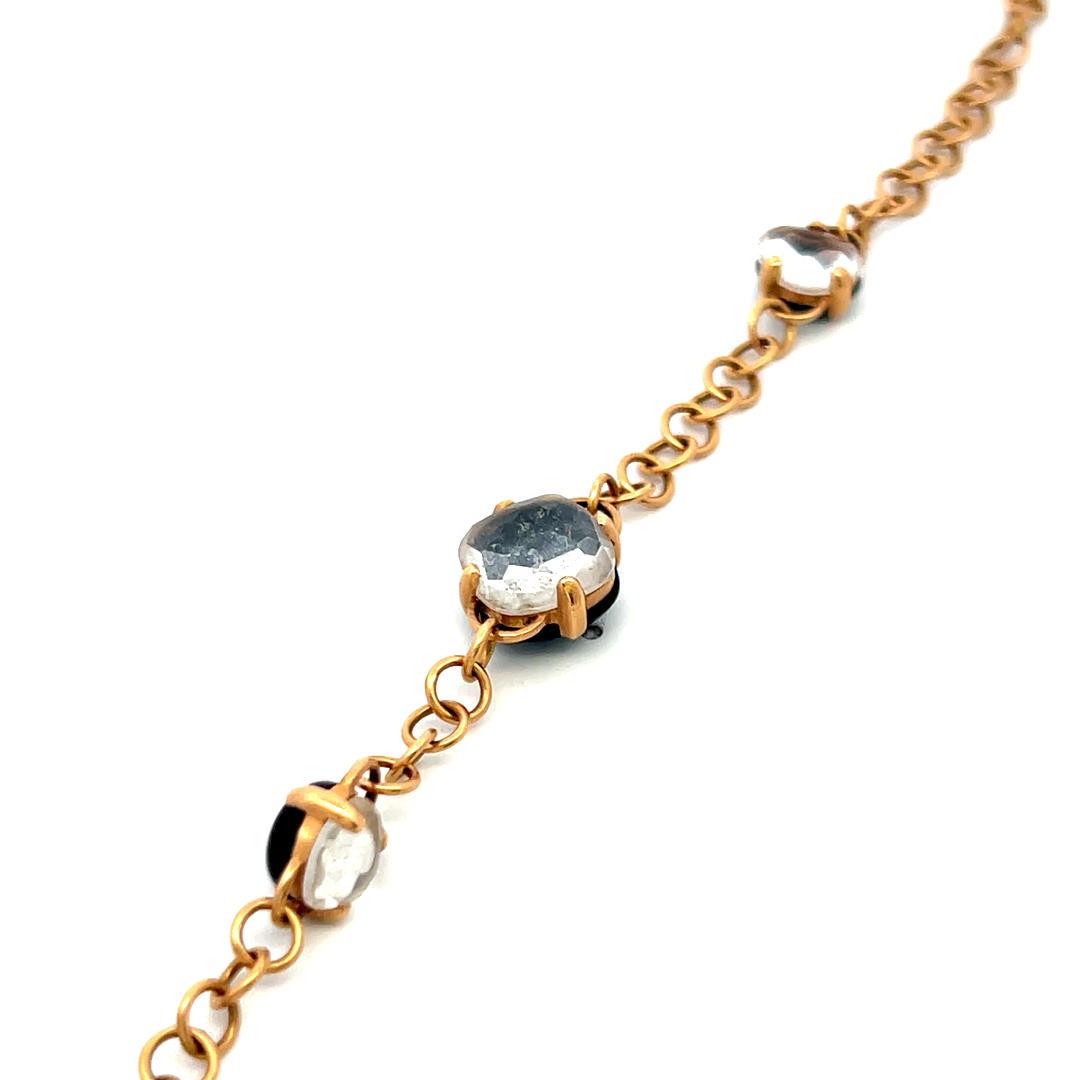 Pomellato 7-9.8 MM Onyx & Crystal 18 Karat Yellow Gold Station Necklace