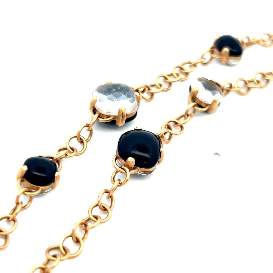 Pomellato 7-9.8 MM Onyx & Crystal 18 Karat Yellow Gold Station Necklace