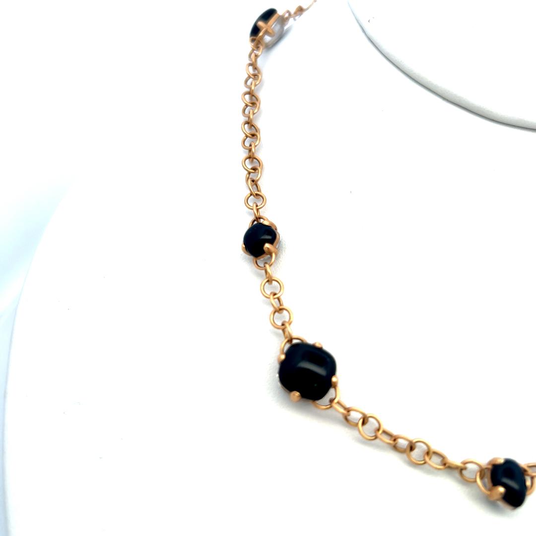 Pomellato 7-9.8 MM Onyx & Crystal 18 Karat Yellow Gold Station Necklace
