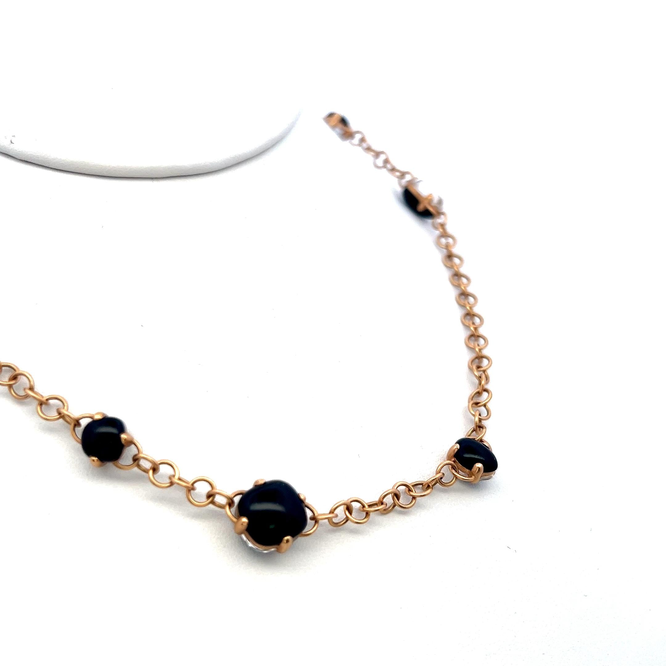 Pomellato 7-9.8 MM Onyx & Crystal 18 Karat Yellow Gold Station Necklace