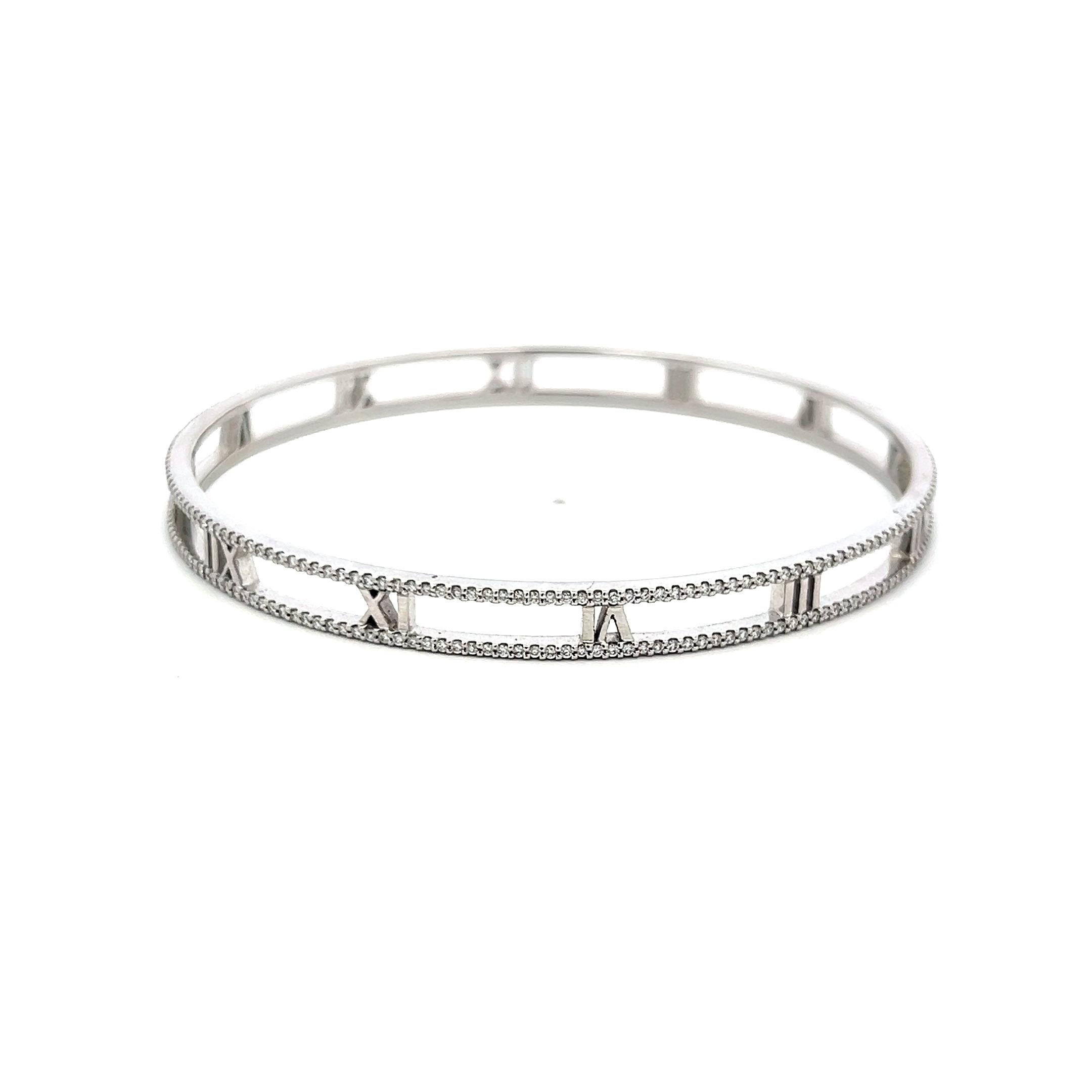 Tiffany & Co 1.60 Carat Round Diamond 18 Karat White Gold Bangle Bracelet