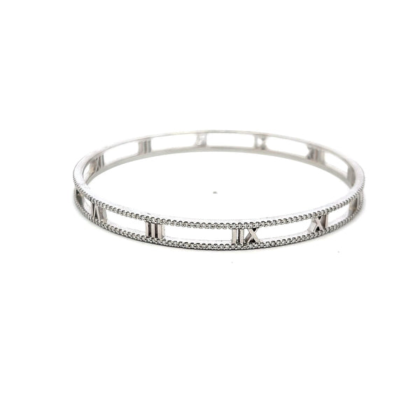 Tiffany & Co 1.60 Carat Round Diamond 18 Karat White Gold Bangle Bracelet