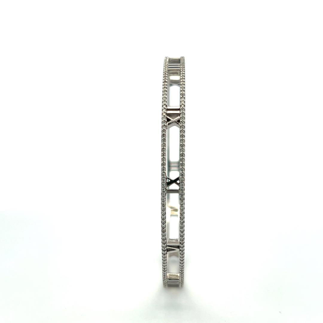 Tiffany & Co 1.60 Carat Round Diamond 18 Karat White Gold Bangle Bracelet