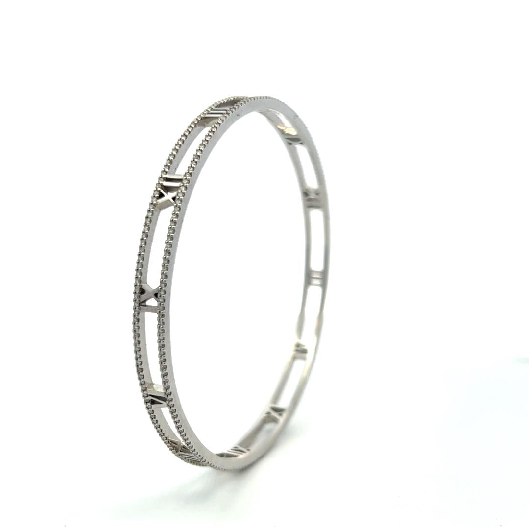 Tiffany & Co 1.60 Carat Round Diamond 18 Karat White Gold Bangle Bracelet