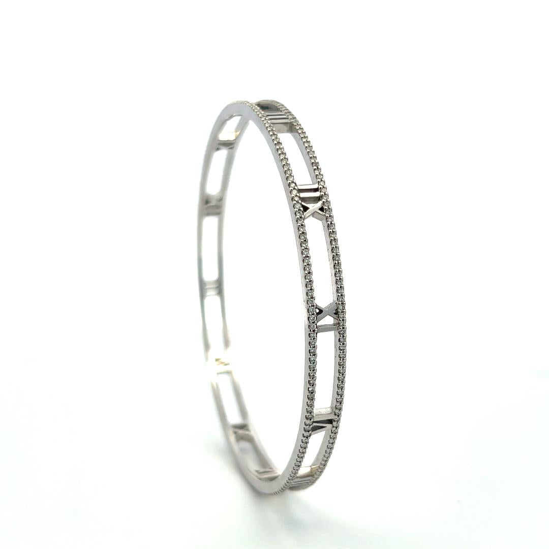 Tiffany & Co 1.60 Carat Round Diamond 18 Karat White Gold Bangle Bracelet