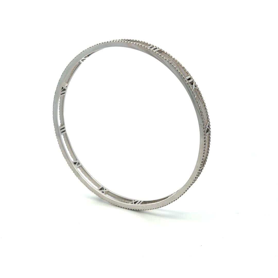 Tiffany & Co 1.60 Carat Round Diamond 18 Karat White Gold Bangle Bracelet
