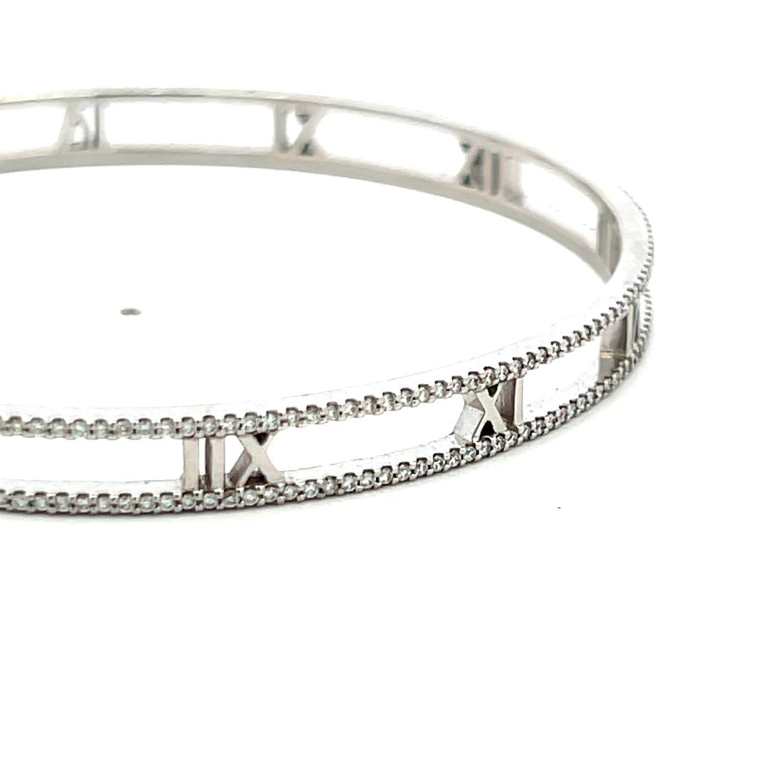 Tiffany & Co 1.60 Carat Round Diamond 18 Karat White Gold Bangle Bracelet