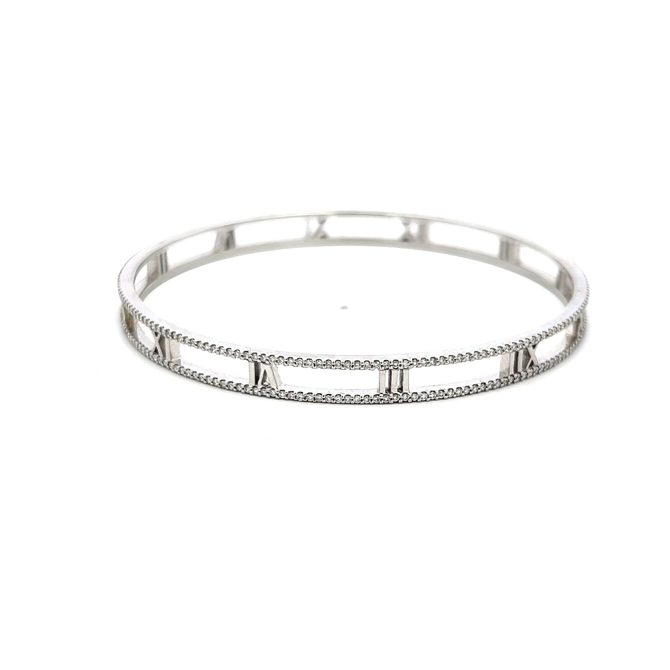 Tiffany & Co 1.60 Carat Round Diamond 18 Karat White Gold Bangle Bracelet