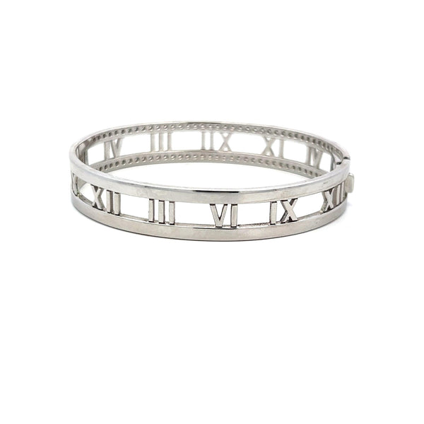 Tiffany & Co 0.74 Carat Round Diamond 18 Karat White Gold Bangle Bracelet