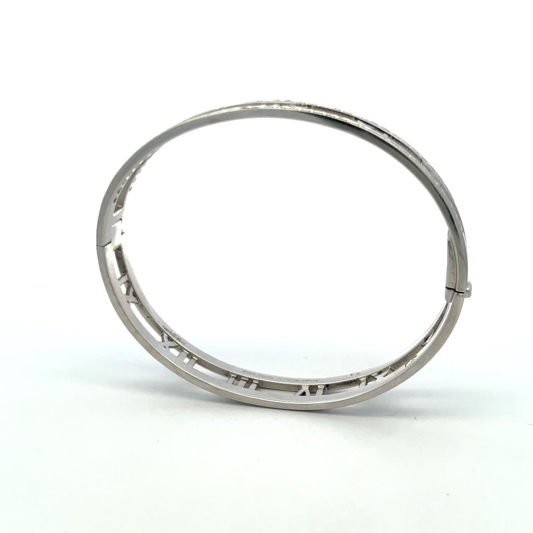 Tiffany & Co 0.74 Carat Round Diamond 18 Karat White Gold Bangle Bracelet