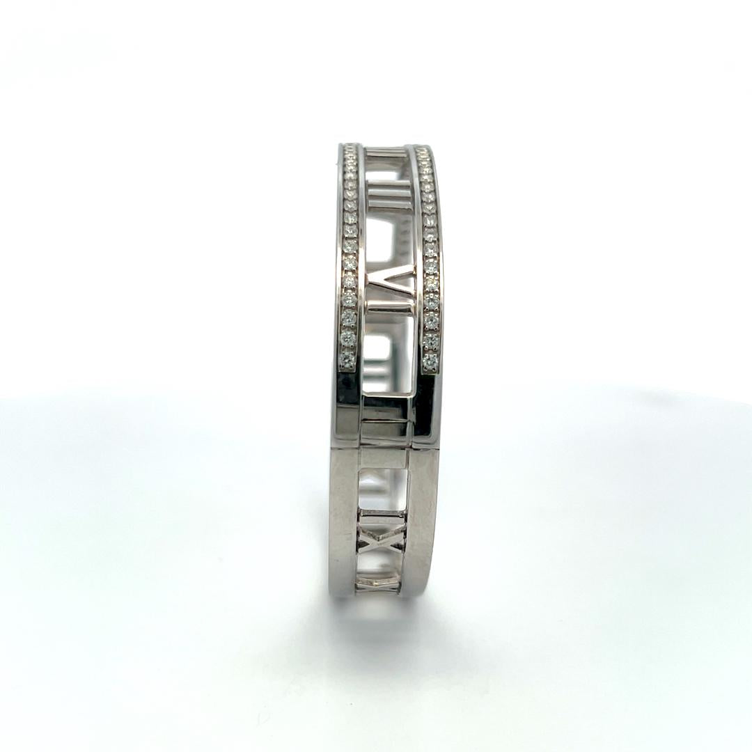Tiffany & Co 0.74 Carat Round Diamond 18 Karat White Gold Bangle Bracelet