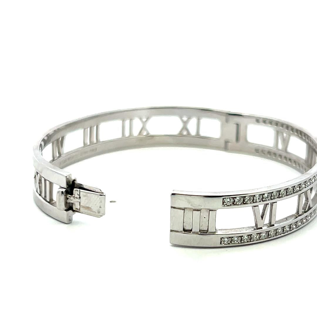 Tiffany & Co 0.74 Carat Round Diamond 18 Karat White Gold Bangle Bracelet