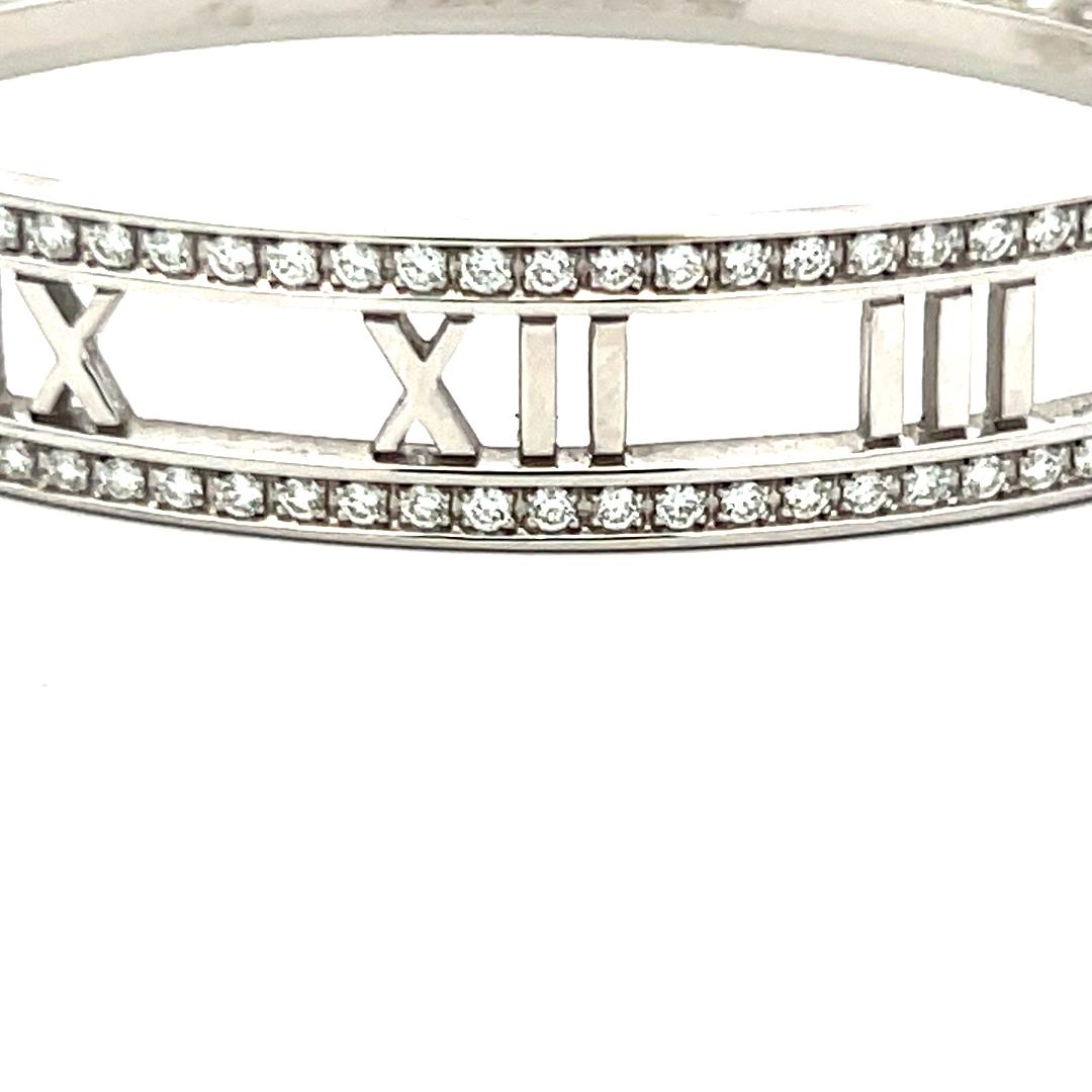 Tiffany & Co 0.74 Carat Round Diamond 18 Karat White Gold Bangle Bracelet