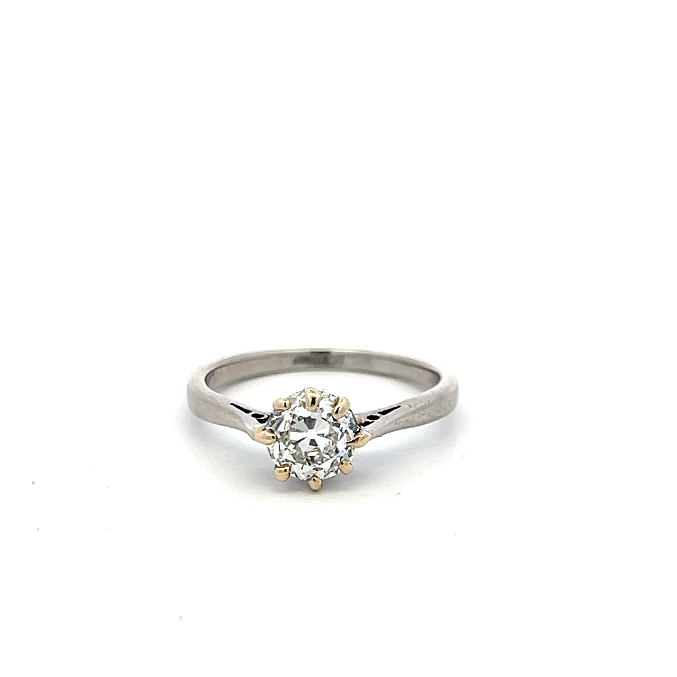 1.23 Carat Old European Cut Antique Natural Mined Diamond F Color SI2 Clarity With GIA Certificate