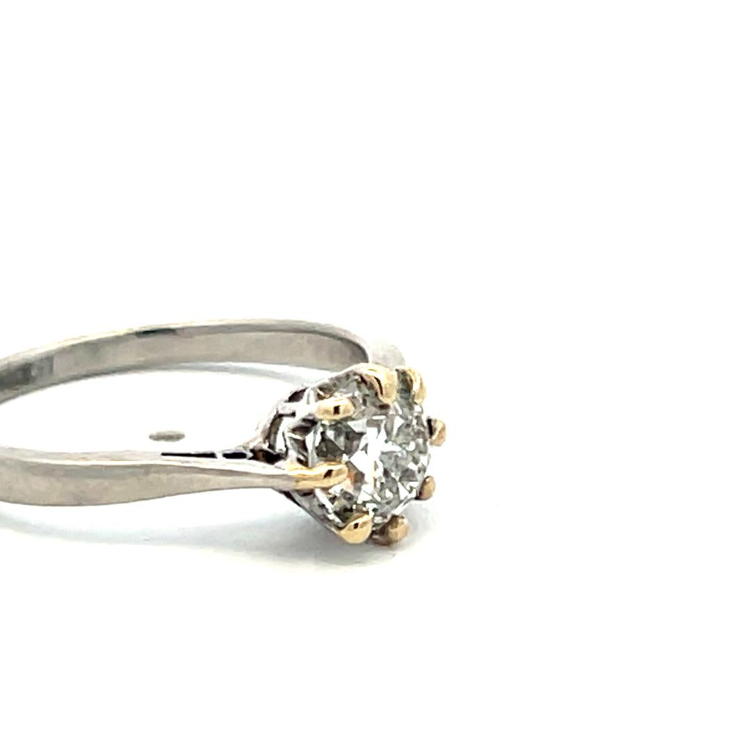 1.23 Carat Circular Brilliant Cut F SI2 Diamond Platinum Engagement Ring