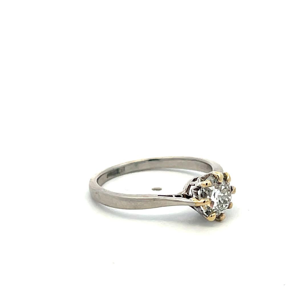 1.23 Carat Circular Brilliant Cut F SI2 Diamond Platinum Engagement Ring