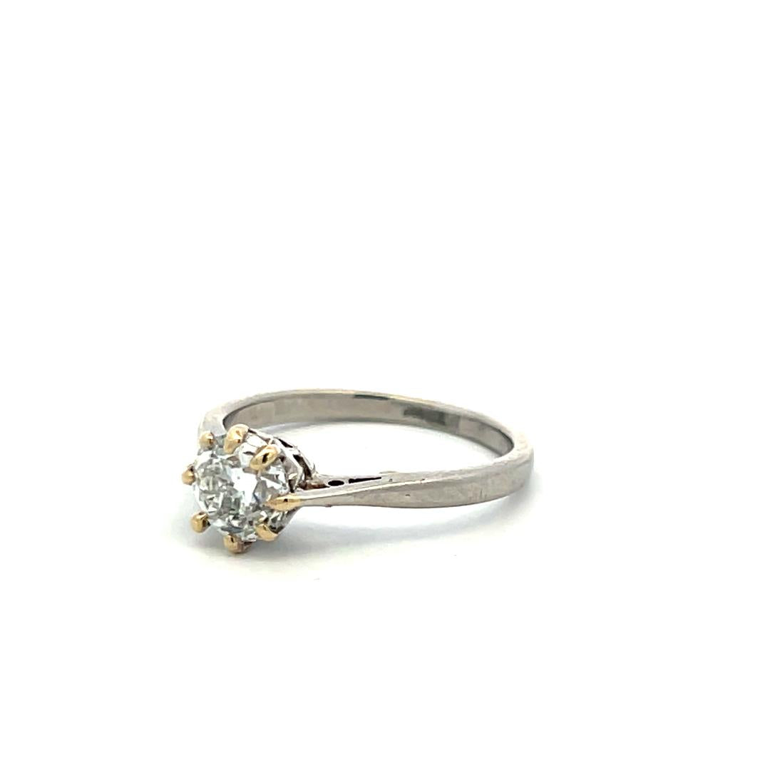 1.23 Carat Circular Brilliant Cut F SI2 Diamond Platinum Engagement Ring