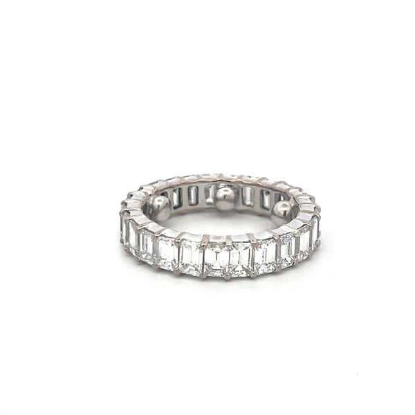 5.00 Carat Emerald Cut H VS Diamond 18 Karat White Gold Eternity Band Ring