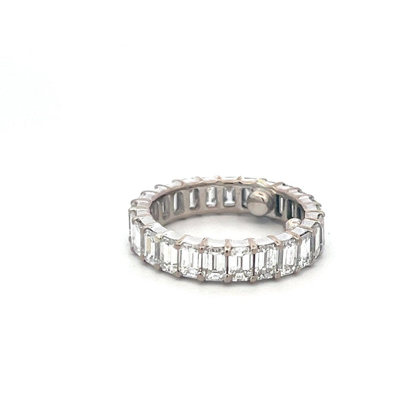 5.00 Carat Emerald Cut H VS Diamond 18 Karat White Gold Eternity Band Ring