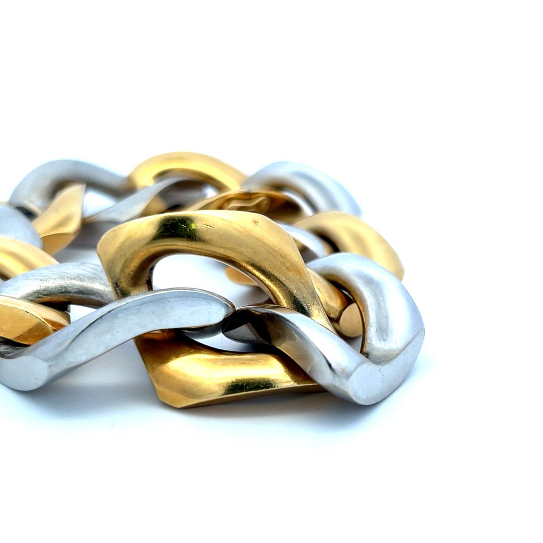 123 Grams 8.5 inch 18 Karat Two Tone Gold Large Link Bracelet