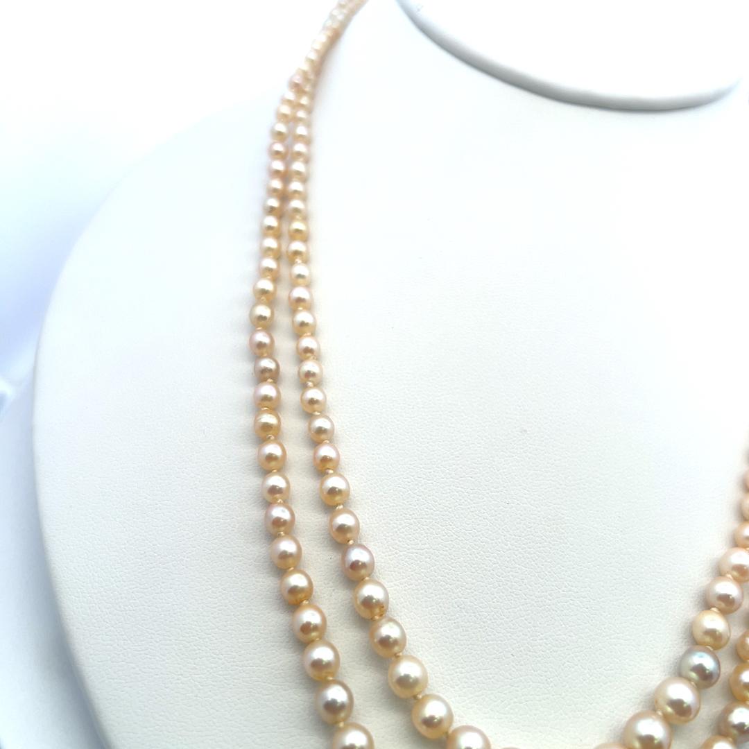 1.55 Carat Marquis Shape Diamond 2.65-7.11MM Pearl 18K White Gold Beed Necklace