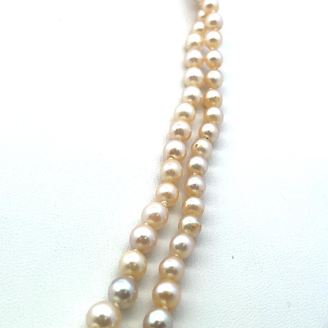 1.55 Carat Marquis Shape Diamond 2.65-7.11MM Pearl 18K White Gold Beed Necklace
