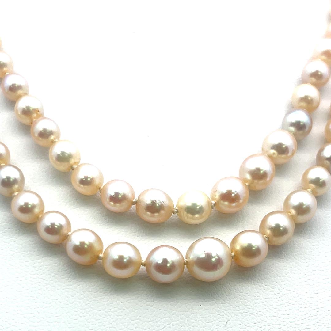 1.55 Carat Marquis Shape Diamond 2.65-7.11MM Pearl 18K White Gold Beed Necklace