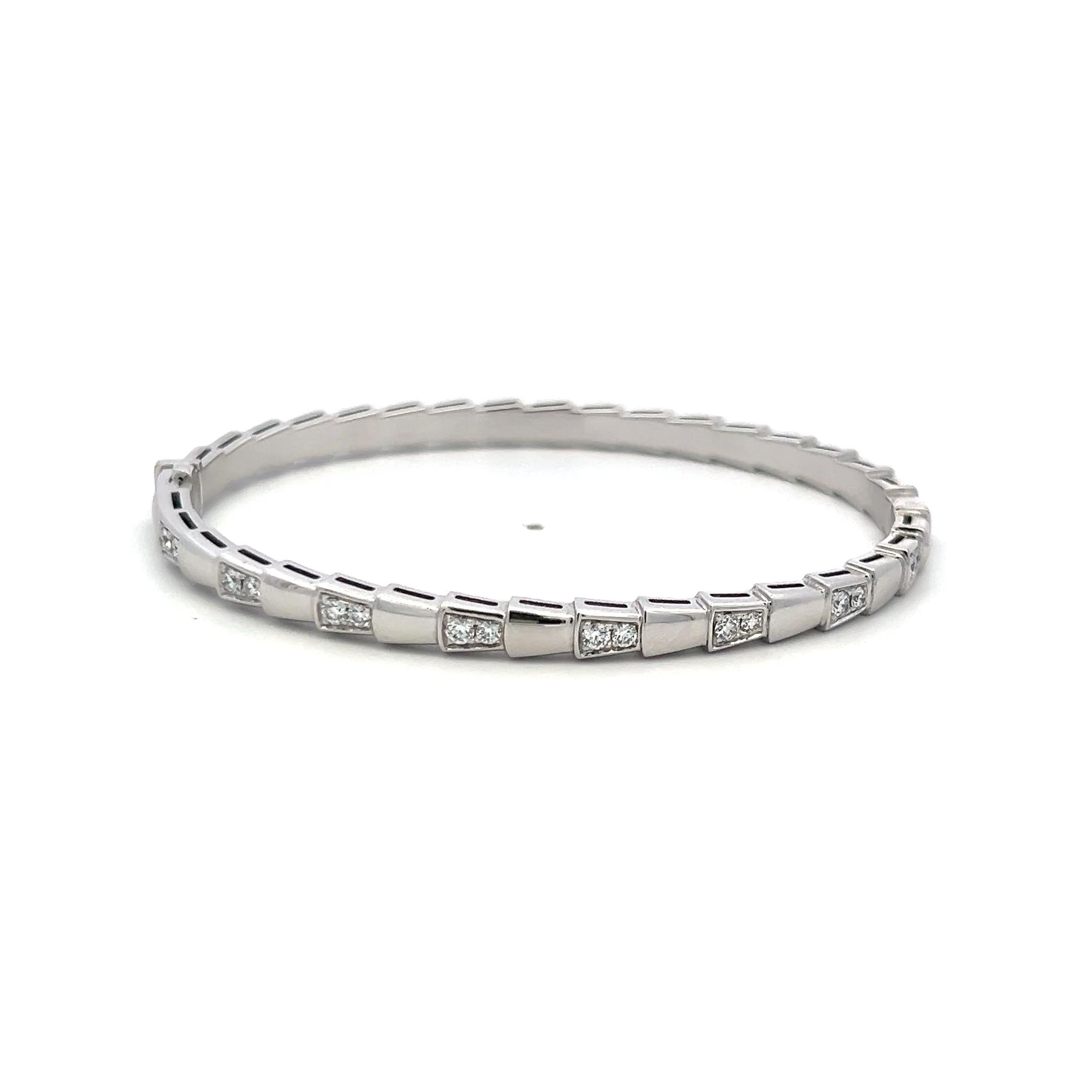 Bvlgari 1.10 Carat Round Brilliant Diamond 18K White Gold Serpenti Bracelet