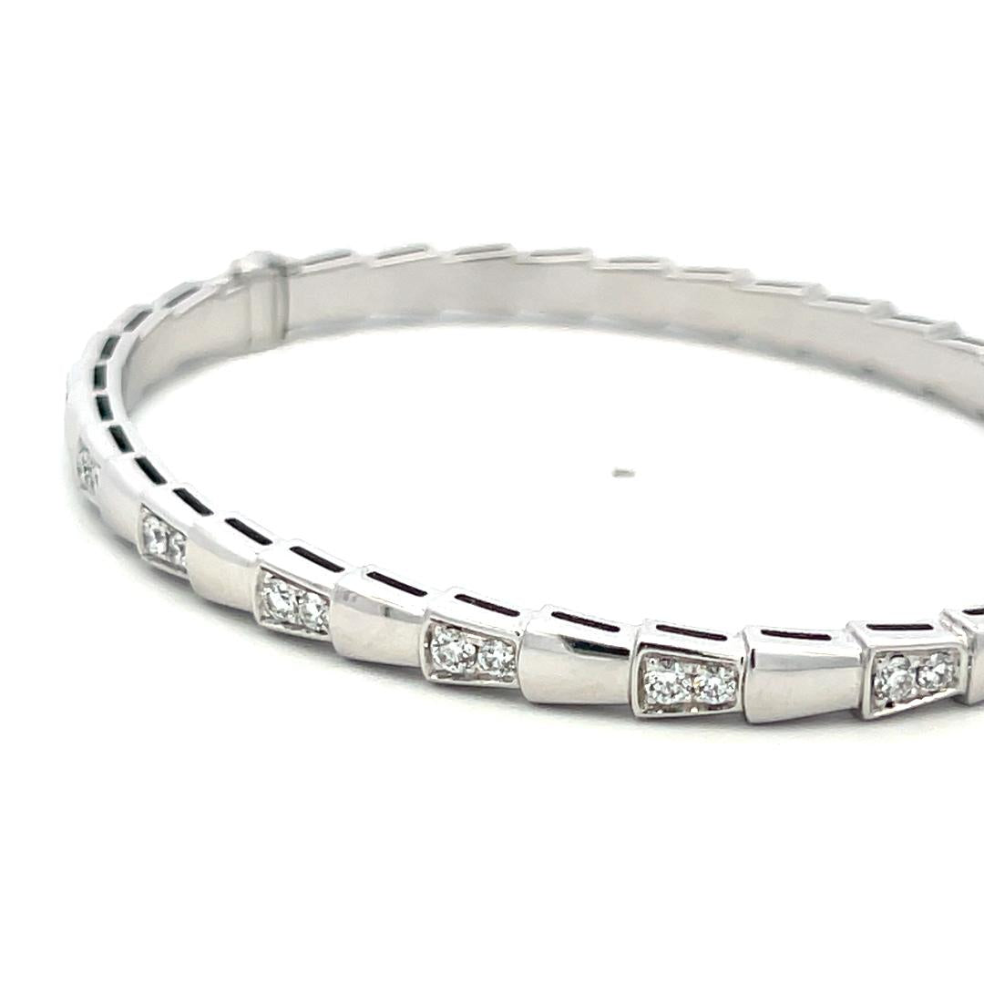Bvlgari 1.10 Carat Round Brilliant Diamond 18K White Gold Serpenti Bracelet