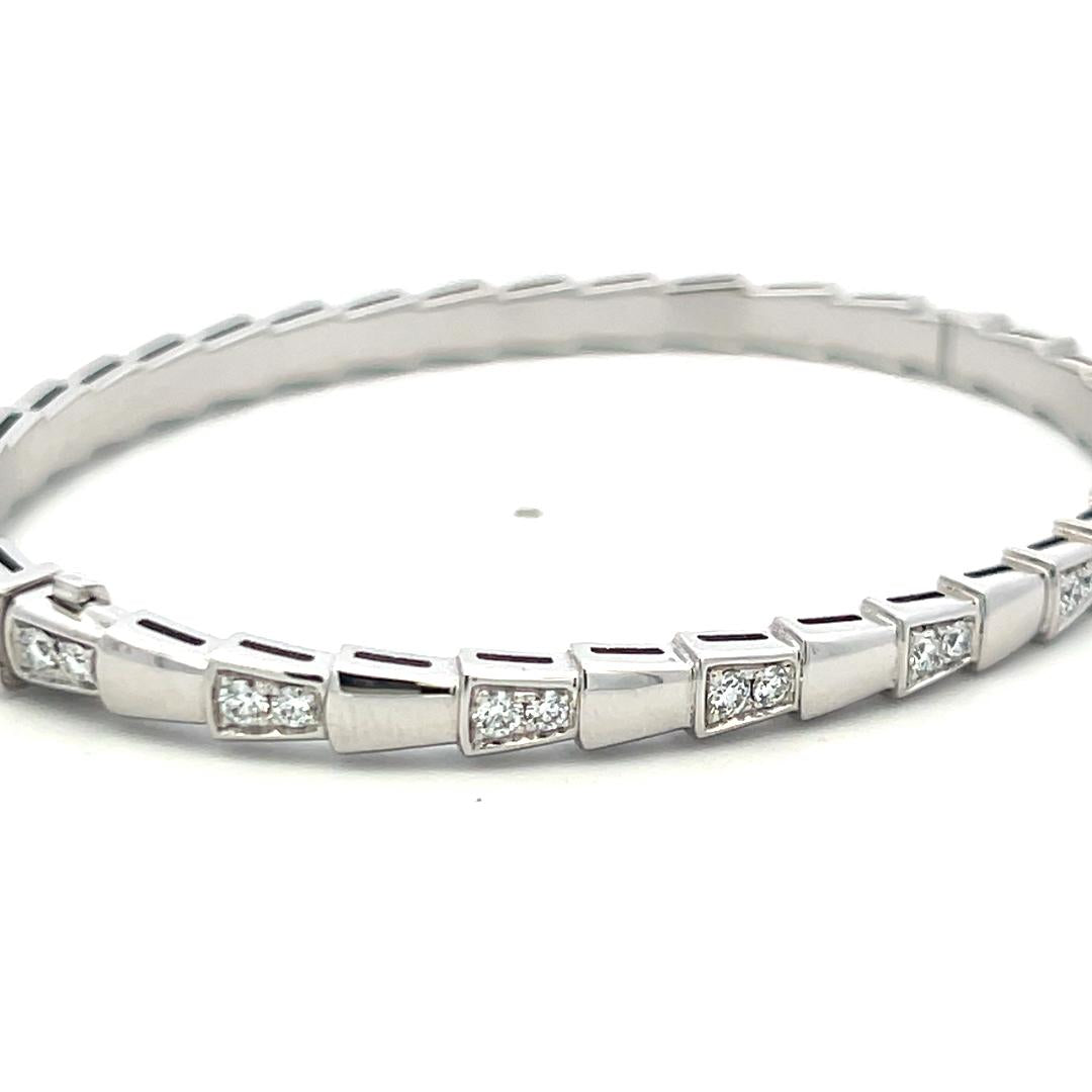 Bvlgari 1.10 Carat Round Brilliant Diamond 18K White Gold Serpenti Bracelet