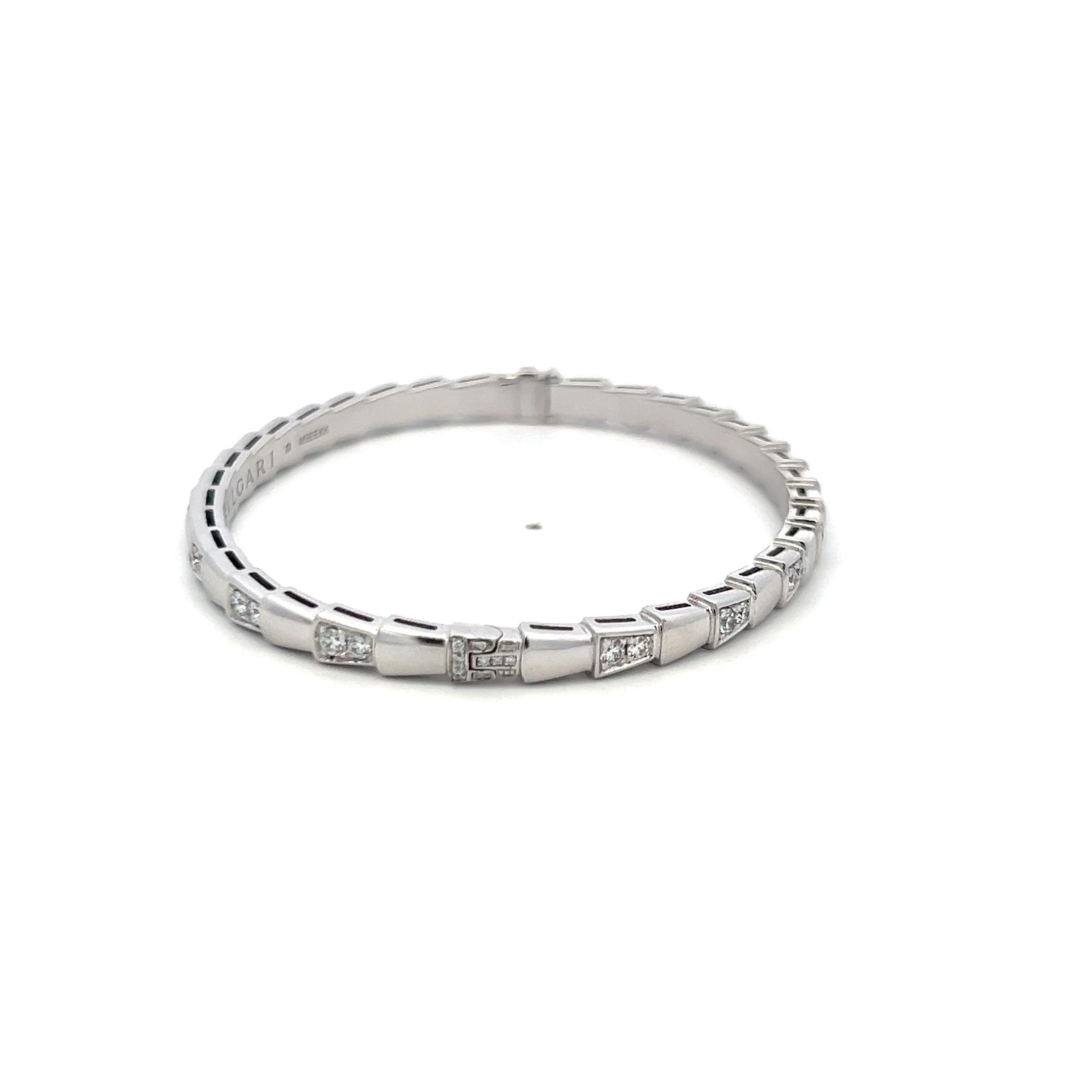 Bvlgari 1.10 Carat Round Brilliant Diamond 18K White Gold Serpenti Bracelet