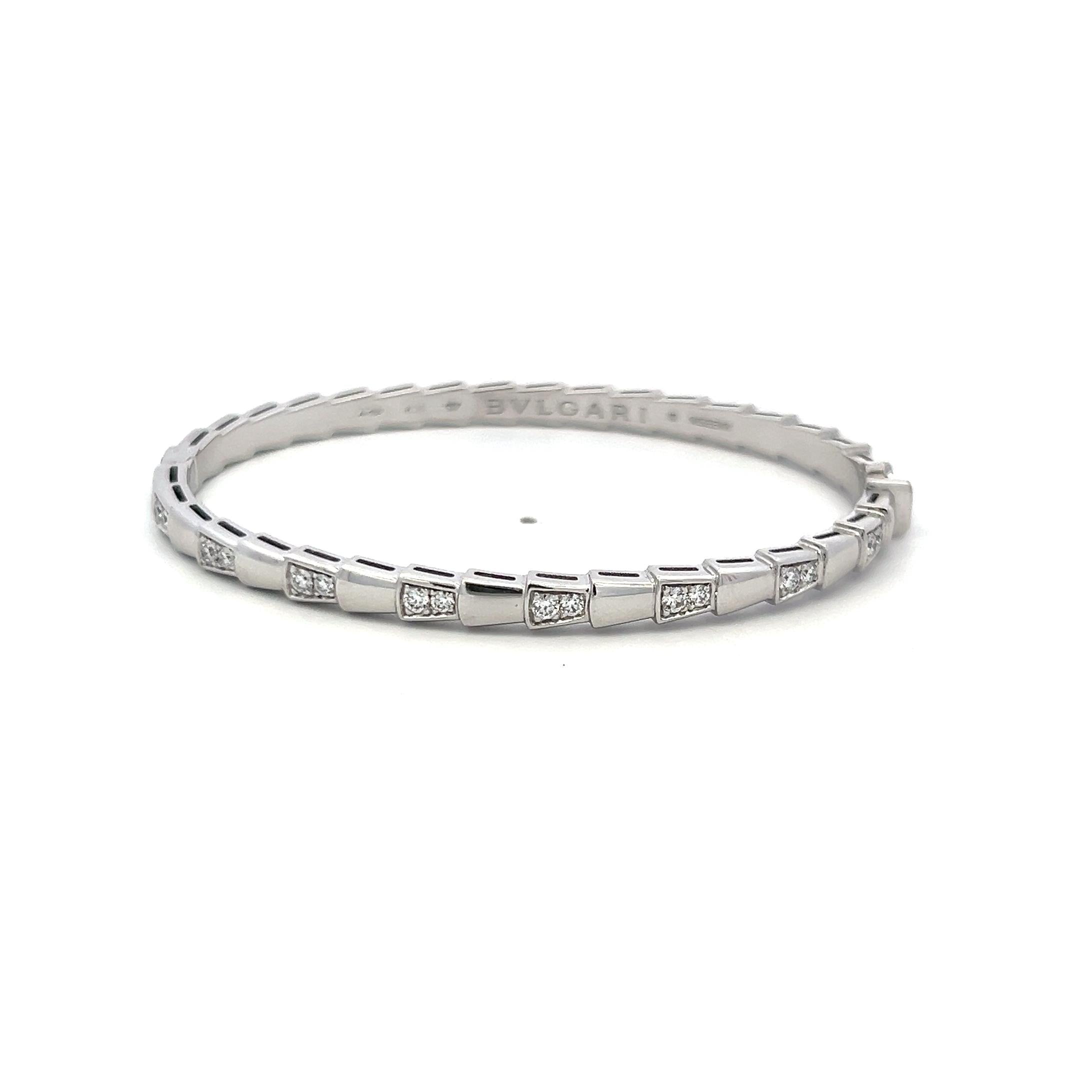 Bvlgari 1.10 Carat Round Brilliant Diamond 18K White Gold Serpenti Bracelet