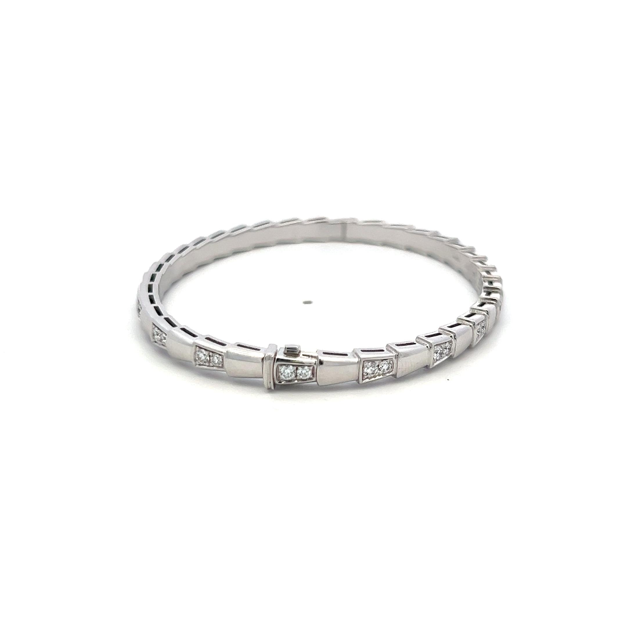 Bvlgari 1.10 Carat Round Brilliant Diamond 18K White Gold Serpenti Bracelet