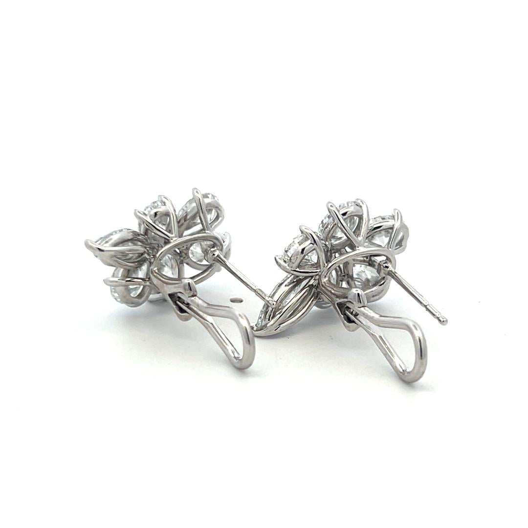 3.17 Carat Oval Shape E-D SI1-SI2 Diamond White Platinum Cluster Earrings