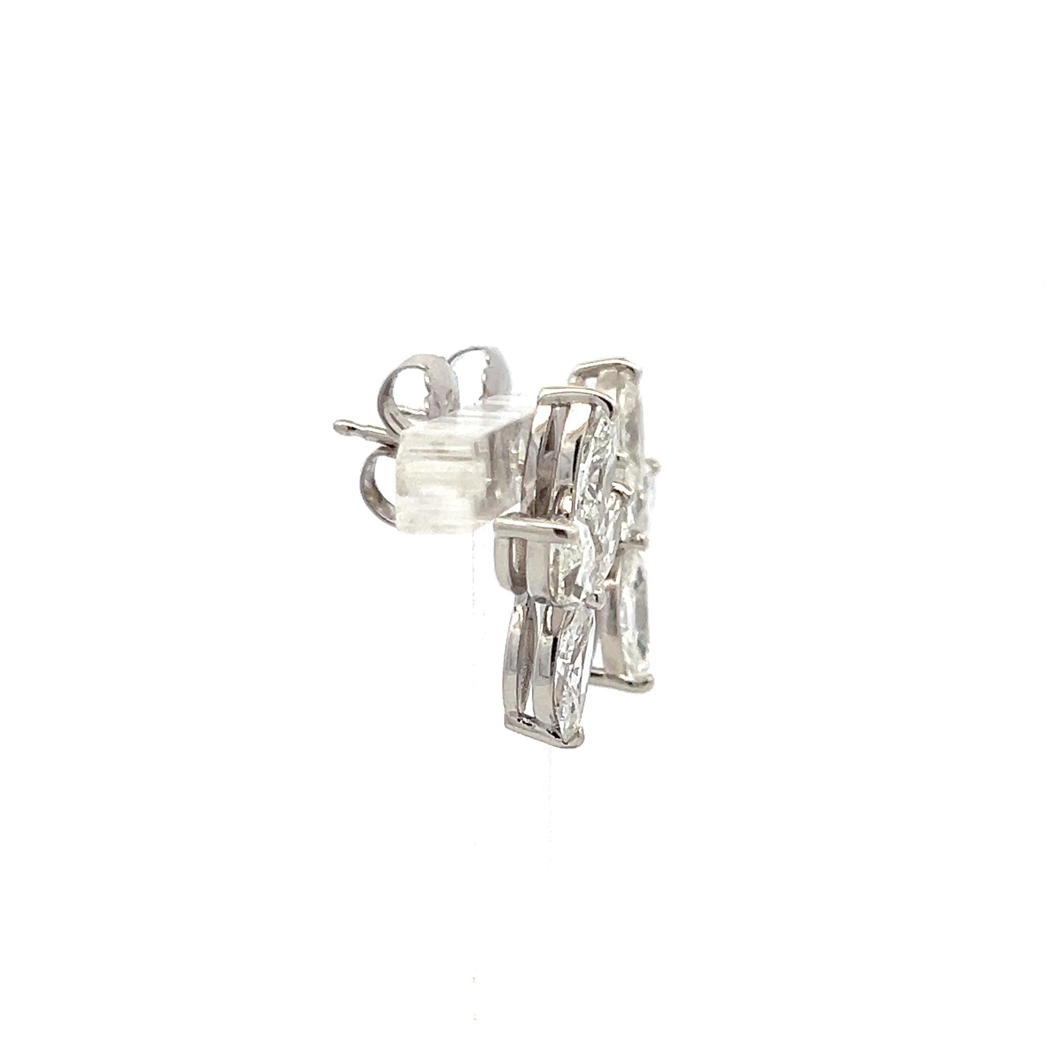 5.78 Carat Marquis Shape F-G VS2 Diamond Platinum Cluster Earrings