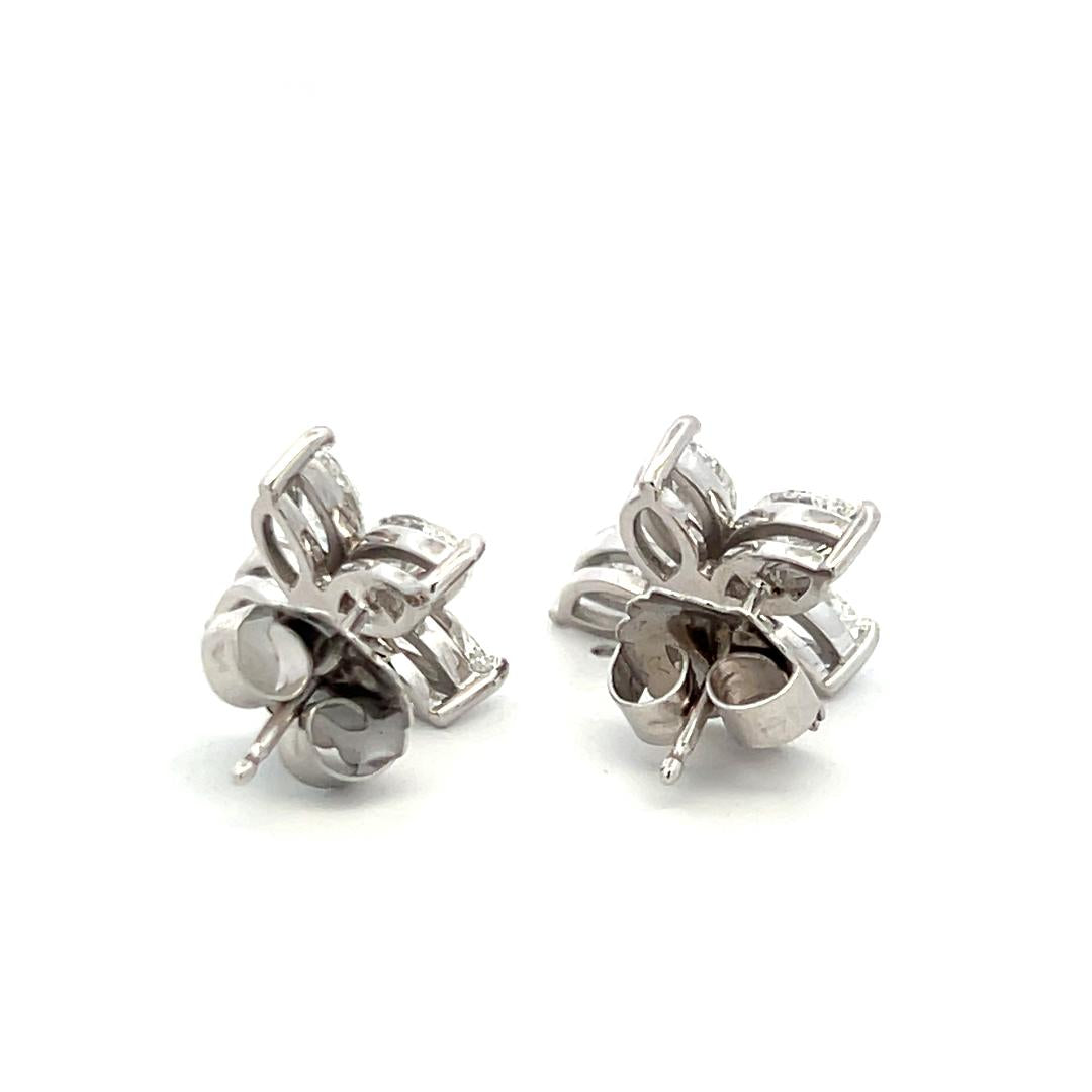5.78 Carat Marquis Shape F-G VS2 Diamond Platinum Cluster Earrings