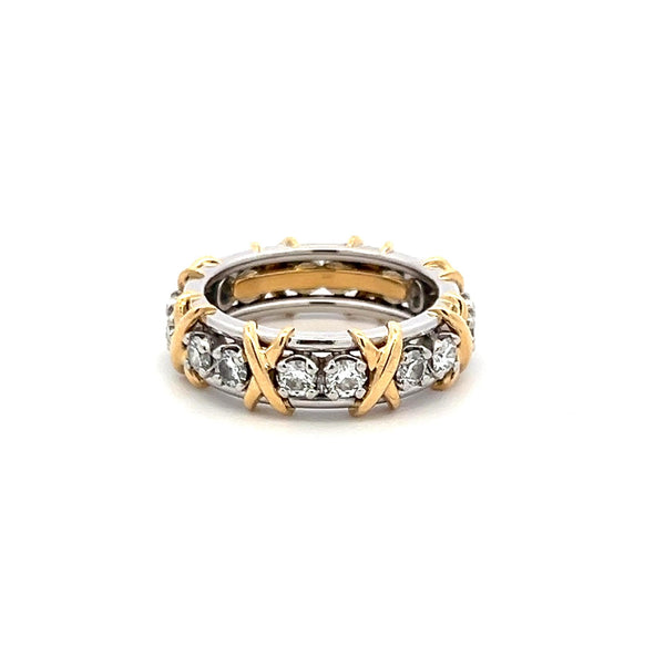 Tiffany & Co 1.18 Carat Round Brilliant Diamond 18K Two Tone Gold/Plat Band Ring